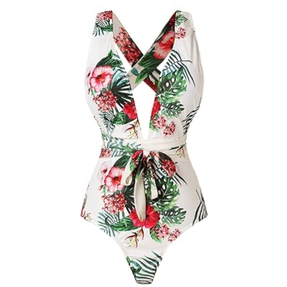 New Tropical Print One Piece Swimsuit
